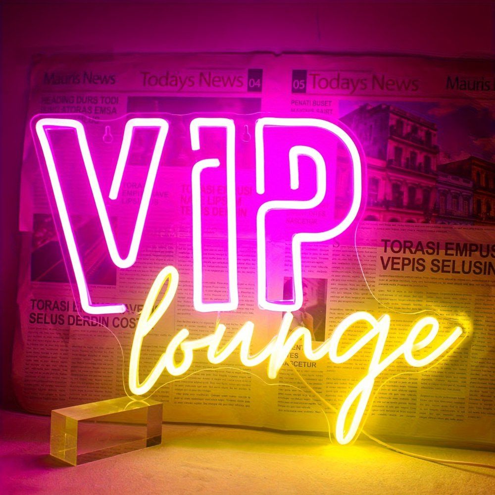 1pc VIP 라운지 네온 사인 라이트 벽 장식용 방 불빛 간판 호텔 카페 룸 가정 USB 전원으로 Led 업 표시 - 상품 이미지