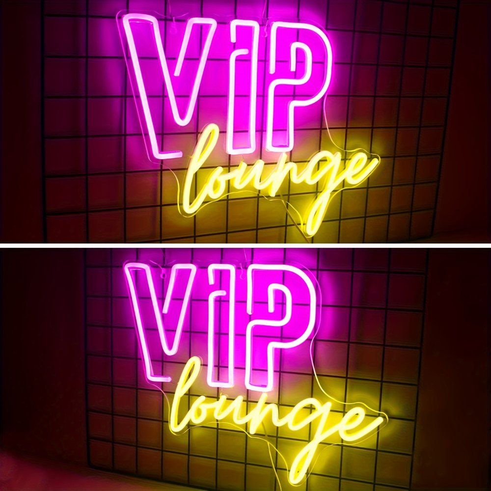 1pc VIP 라운지 네온 사인 라이트 벽 장식용 방 불빛 간판 호텔 카페 룸 가정 USB 전원으로 Led 업 표시 - 상세 이미지 2