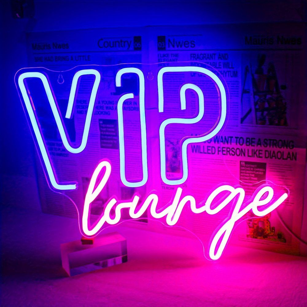 1pc VIP 라운지 네온 사인 라이트 벽 장식용 방 불빛 간판 호텔 카페 룸 가정 USB 전원으로 Led 업 표시 - 상세 이미지 4