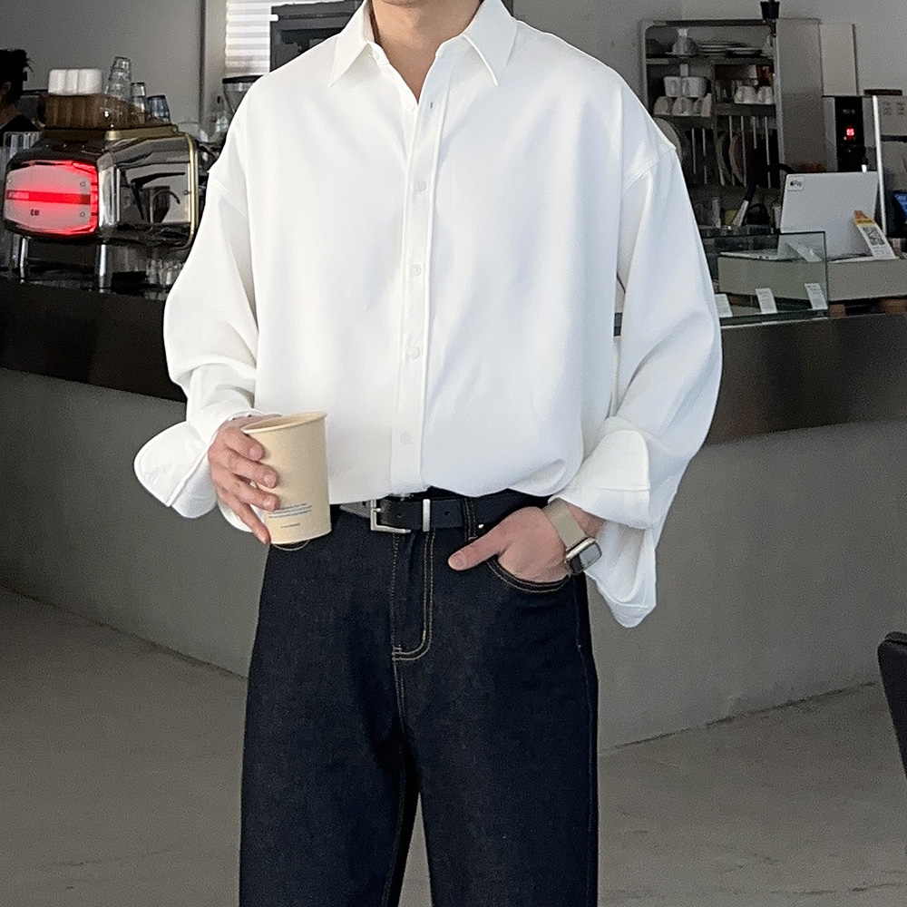 남자 오버핏 셔츠 링클프리 실크 남방 남자 셔츠