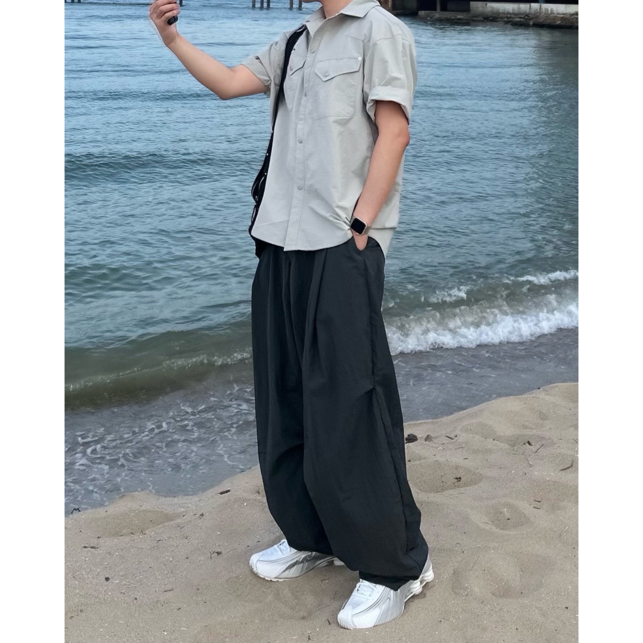 남자 나일론 와이드 여름 벌룬 팬츠 통 바지 이미지 2