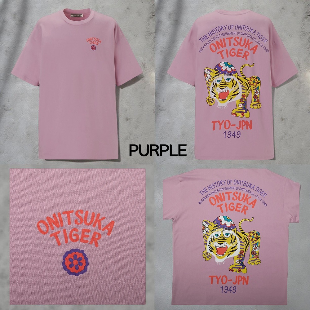오니츠카타이거 오버사이즈 그래픽 반팔 티셔츠 남성 2183B561 PURPLE L - 상세 이미지 3