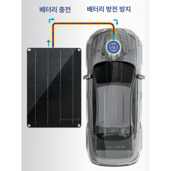 태양광 자동차 충전기 카라반 접이식 12V-20W 검정판 야외 - 상품 이미지