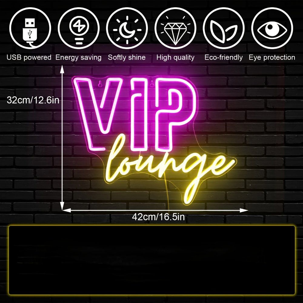 1pc VIP 라운지 네온 사인 라이트 벽 장식용 방 불빛 간판 호텔 카페 룸 가정 USB 전원으로 Led 업 표시 - 상세 이미지 5