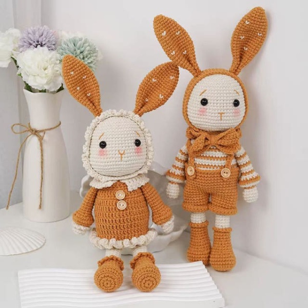 코바늘뜨기 베이지색 핑크 뜨개질 토끼 DIY 애착 취미 재료 키트 엄마와 딸 2개베이지색 핑크 엄마와 딸 2개 - 상품 이미지