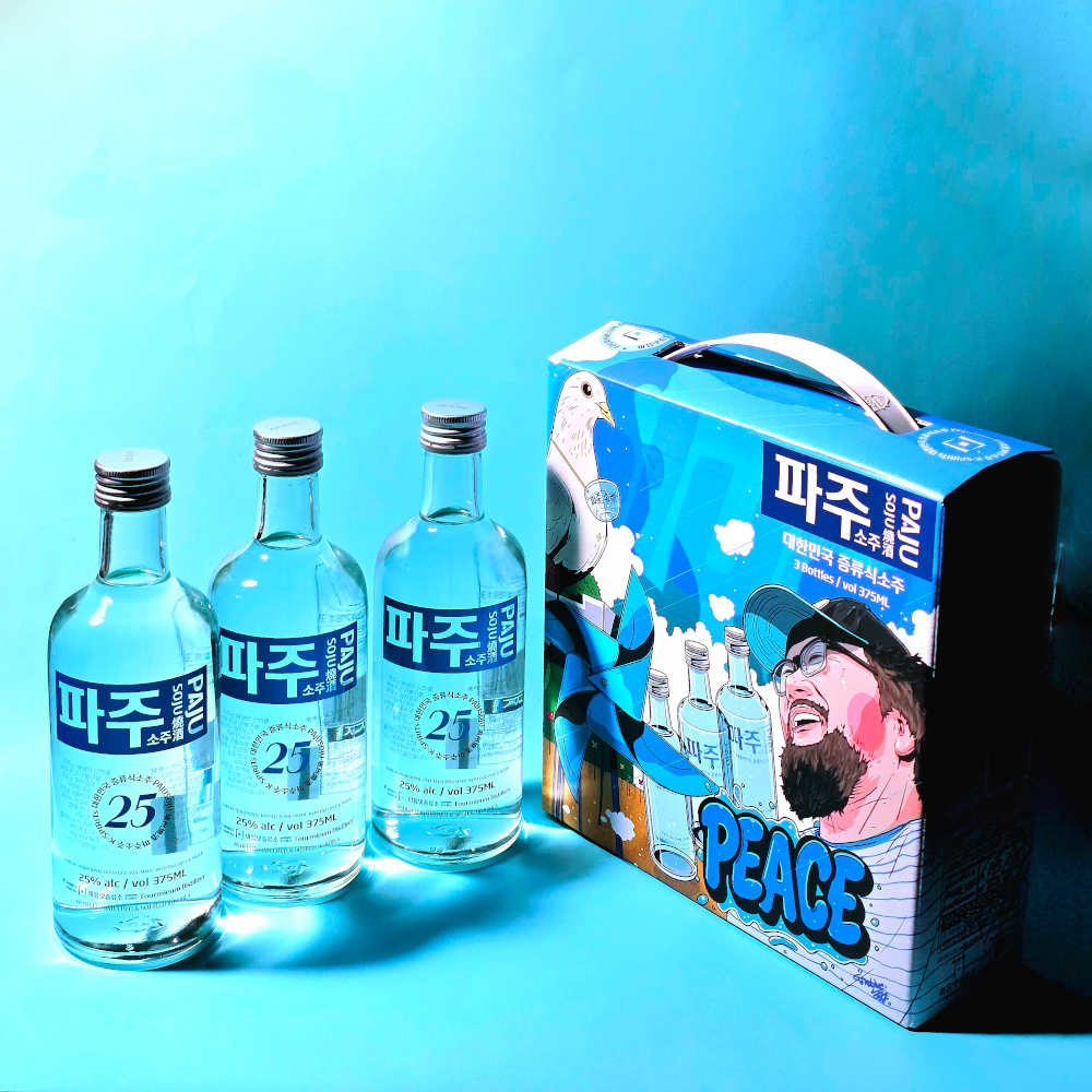 파주소주 선물세트 평화의 비둘기 에디션 1호 파주25 375ml 25% 증류식소주 3입 1박스 - 상세 이미지 3