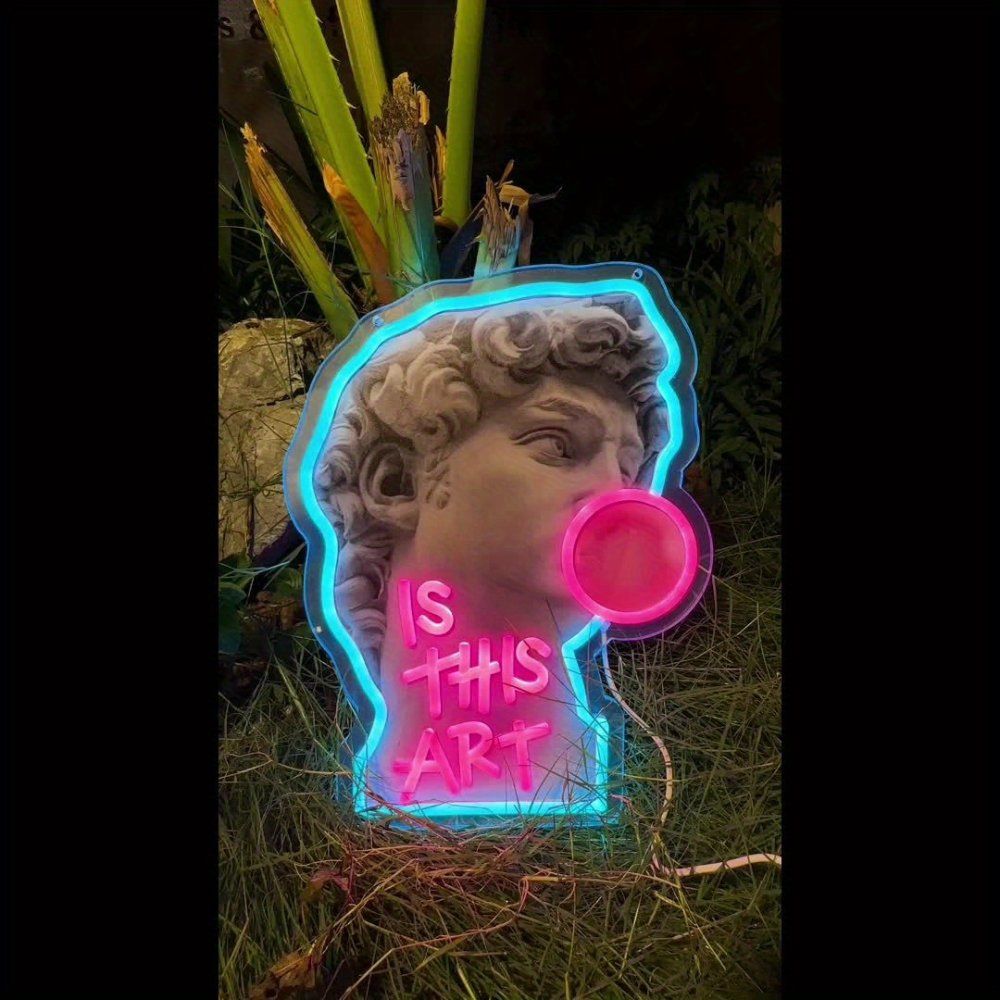 데이비드 버블 블로잉 네온 사인 - USB 전원 벽걸이 LED 조명 홈 데코 파티용 이미지 8