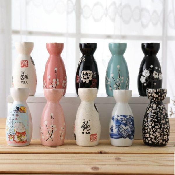 세련된 도쿠리 사케병 독구리 혼술 이자카야 소주 도꾸리 노란색 실크 꽃 단일 화분 3량 - 상품 이미지