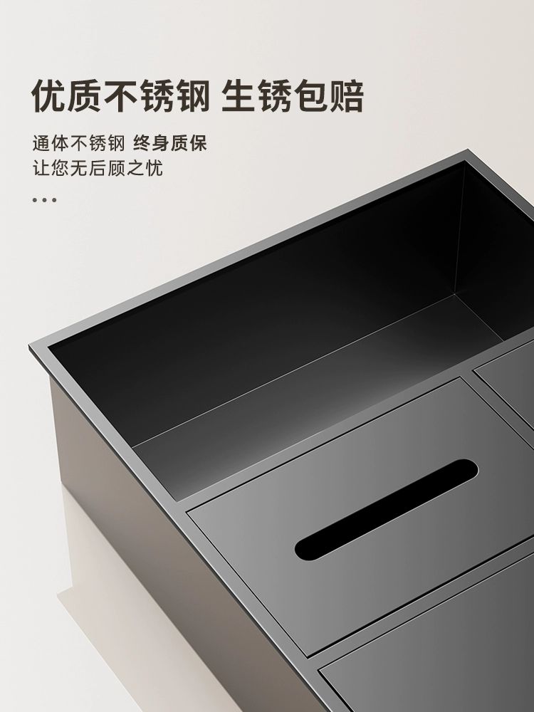 붙박이 휴지걸이 매립형 두루말이 매립박스 거치대 총그레이 이층 550x240x140mm - 상세 이미지 4