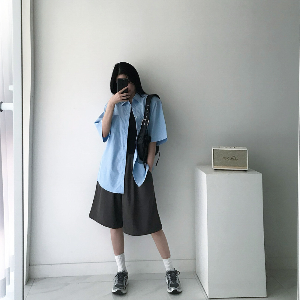 버뮤다팬츠 트레이닝바지 남녀공용 6부 7부 반바지 회색버뮤다 이미지 7