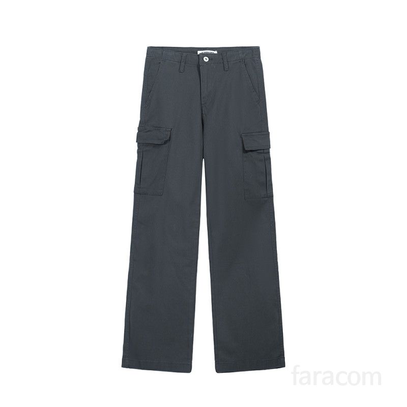 여성 봄 가을 워싱 스트레이트핏 와이드 카고 면 롱 팬츠 데일리룩 캐주얼 일자바지 5014 - 상세 이미지 5