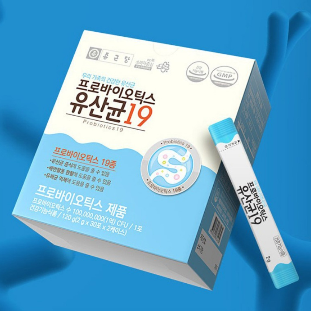 종근당 프로바이오틱스 유산균19 장 슬림 가스 방귀자주 뉴데이라이프 가루 60포, 2개 - 상세 이미지 3