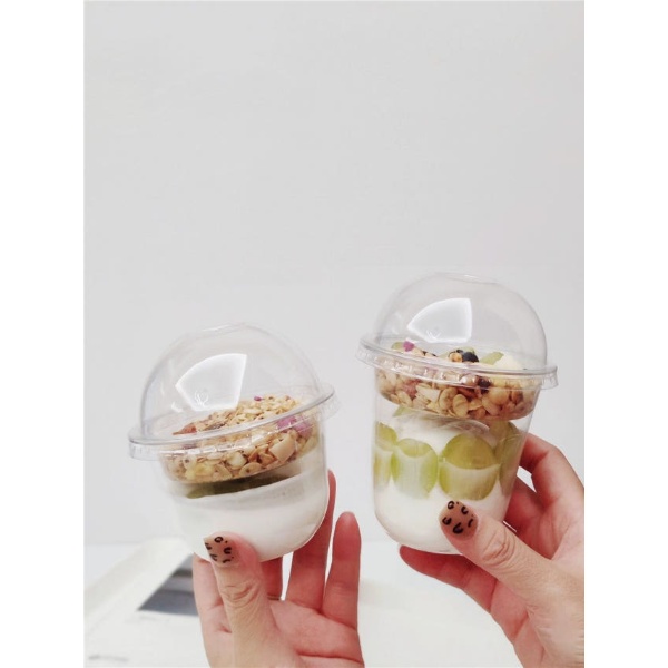 스윗 디저트 컵 요거트 뚜껑 분리 카페컵 케이크 100 세트 320 ml컵아치커버내부트레이 - 상품 이미지
