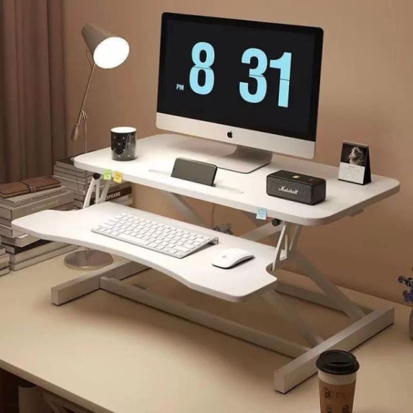 스마트 모니터 스탠드 컴퓨터 받침대 높이조절 책상 사무실 거치대 화이트 60x35x40 수동 7단형 - 상품 이미지