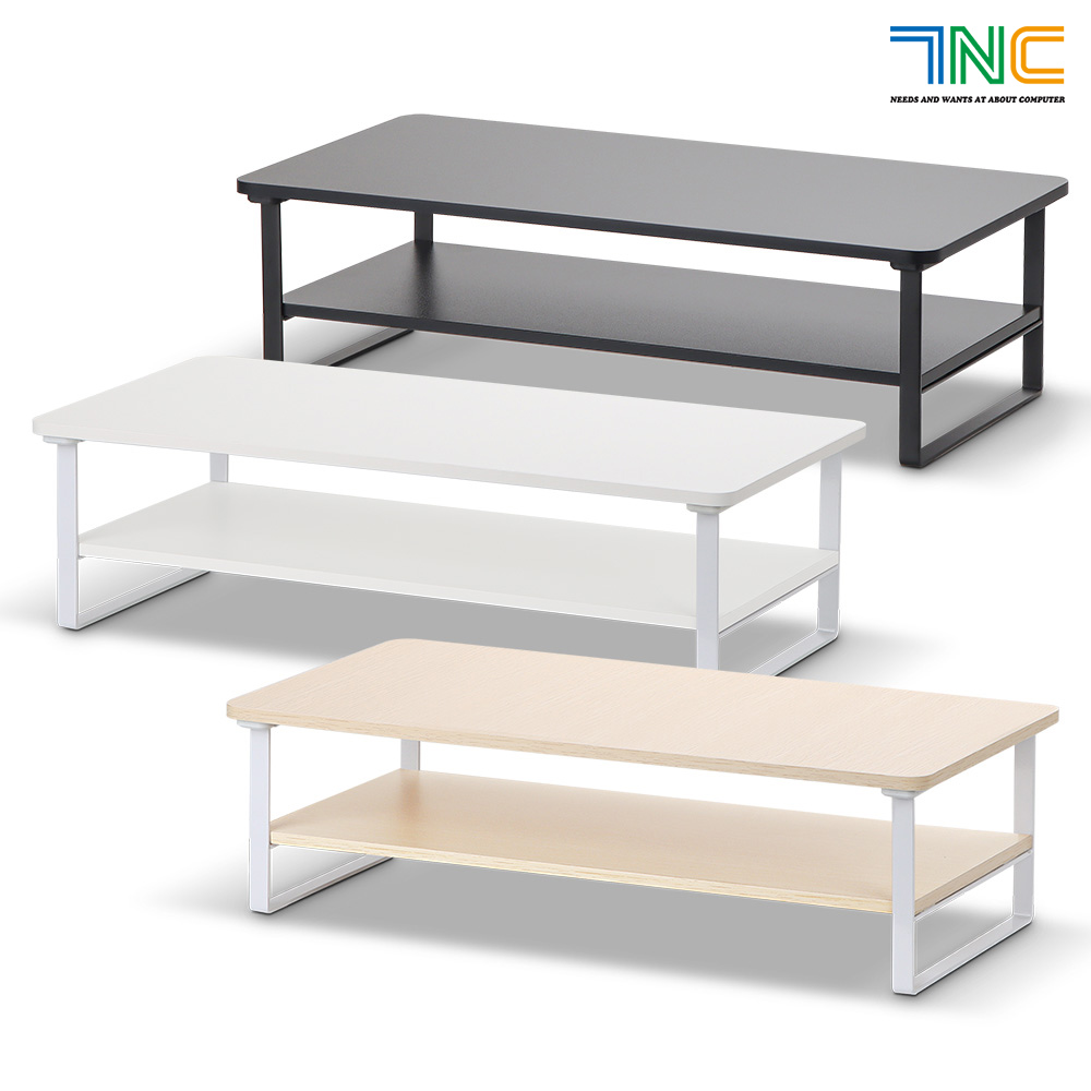 7NC 2단 모니터받침대 높은 우드 선반 받침 서랍형 스탠드 사무실 책상 듀얼 컴퓨터 대형