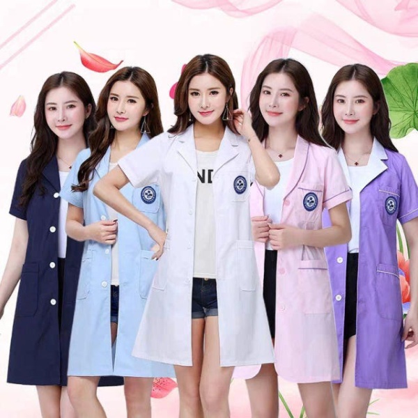 메디컬 흰색 의사 간호복 유니폼 병원 여름 간유니폼 여름유니폼 의사간유니폼 의료유니폼 화이트 단소매 A - 상품 이미지