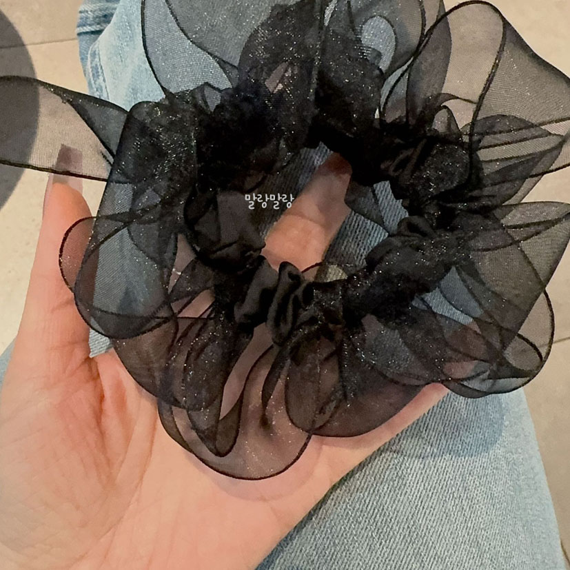 펄 오간자 스크런치 시스루 곱창밴드 예쁜 로우번머리끈 이미지 8