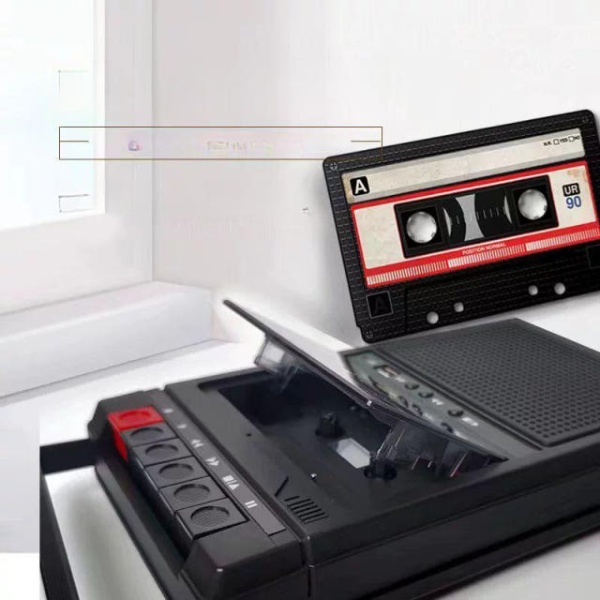 빈티지 카세트 레코더 휴대용 테이프 플레이어 mp3 블랙 내외 녹음 USB 전환형 - 상품 이미지