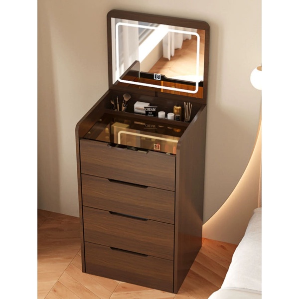 모던한 수납 콘솔 LED 접이식 화장대 흰색 화장거울 원룸 조립 48cm 호두색 조명 없음 숨겨진 - 상품 이미지