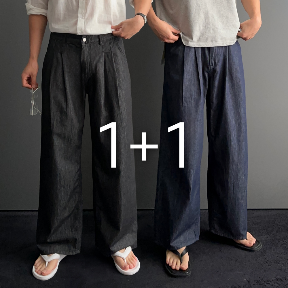 1+1 남자냉감청바지 쿨청바지 블랙진 - 메인 이미지