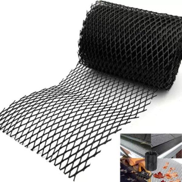배수구 빗물 우수관 덮개 메쉬 검정색 스테인레스 15cm 폭x6m 10개 굽은 훅 - 상품 이미지