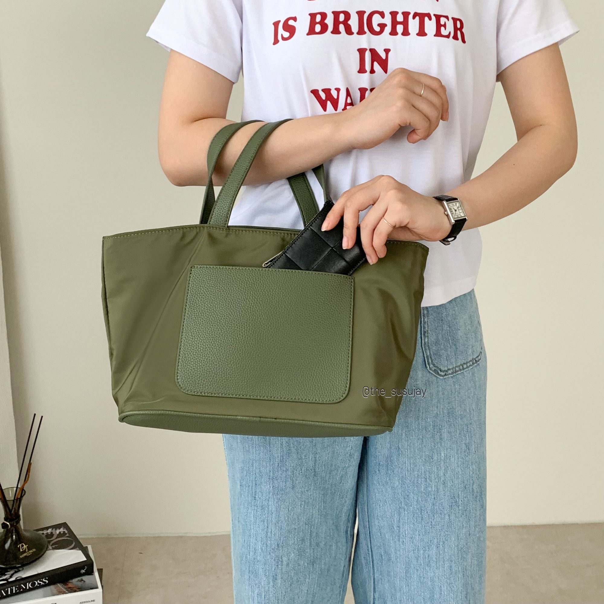 나일론토트백 가벼운 데일리 사각 토트백 나일론가방