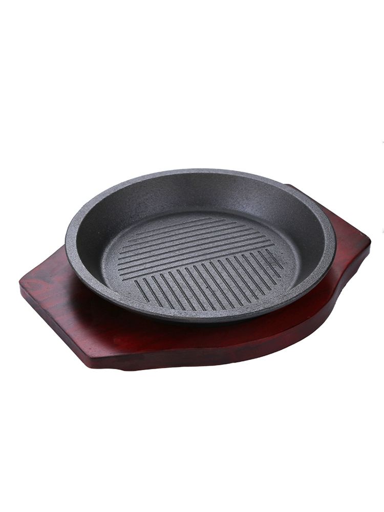 스테이크 무쇠 주물팬 범랑 볶음밥 함박 콘치즈 맥반석 19cm 철판+나무판 - 상품 이미지