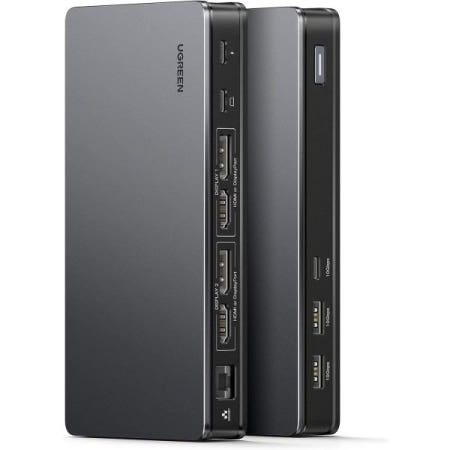 [해외]UGREEN Revodok Pro 209 USB C 도킹 스테이션, MacBook 및 Windows용 DisplayLink 9-in-1 듀얼 4K@60Hz 모니터 도크(DP