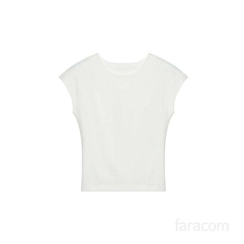 여성 여름 베이직 라운드넥 탄탄한 면 크롭 반팔 티셔츠 캡소매 슬림핏 데일리룩 무지티셔츠 8191 - 상세 이미지 5
