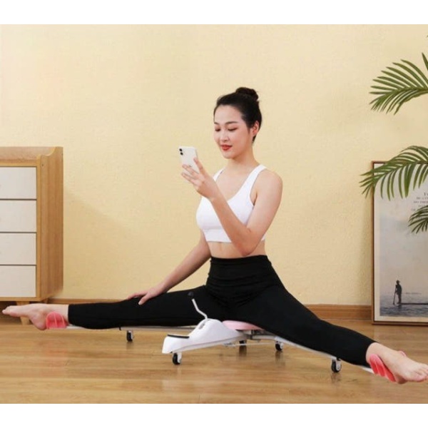운동하는 분홍색 접이식 다리찢기기구 헬스장 유연성 태권도 골반 하체 일자마 화이트 핑크 색상 - 상품 이미지