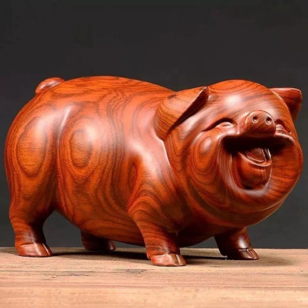 모던 홈 장식품 거실 우드 조각상 원목 돼지 흑단 전체 나무 개당 8cm - 상품 이미지