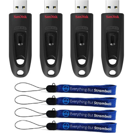 [해외]샌디스크 울트라 USB 3.0 플래시 드라이브 32GB 4팩 고성능 - 스트롬볼리 랜야드를 제외한 모든 것이 포함된 SDCZ48-032G-U46 번들