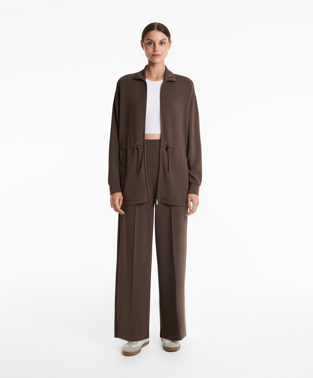 오이쇼 소프트 모달 하이넥 스트링 롱 자켓 3854/791 DARKBROWN - 상세 이미지 4