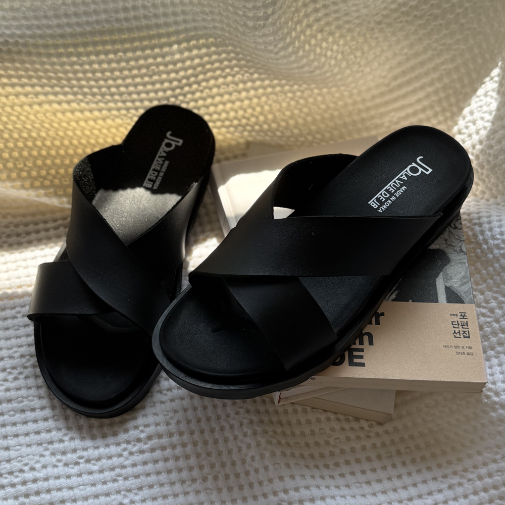 4cm 미니멀 크로스 스트랩 슬리퍼 이미지 7