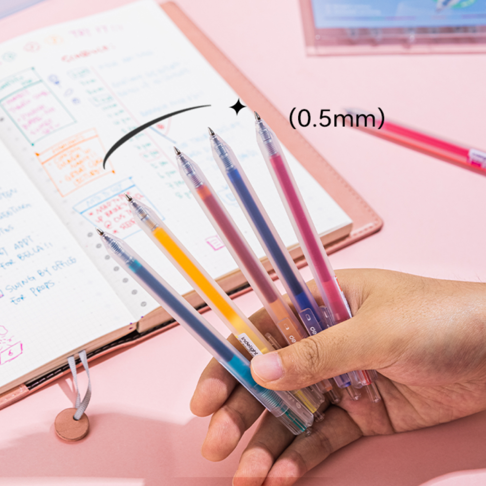 델리 인델라이트 퀵드라이 노크식 젤잉크펜 12색 24색 세트 0.5mm 무지 반투명 이미지 6