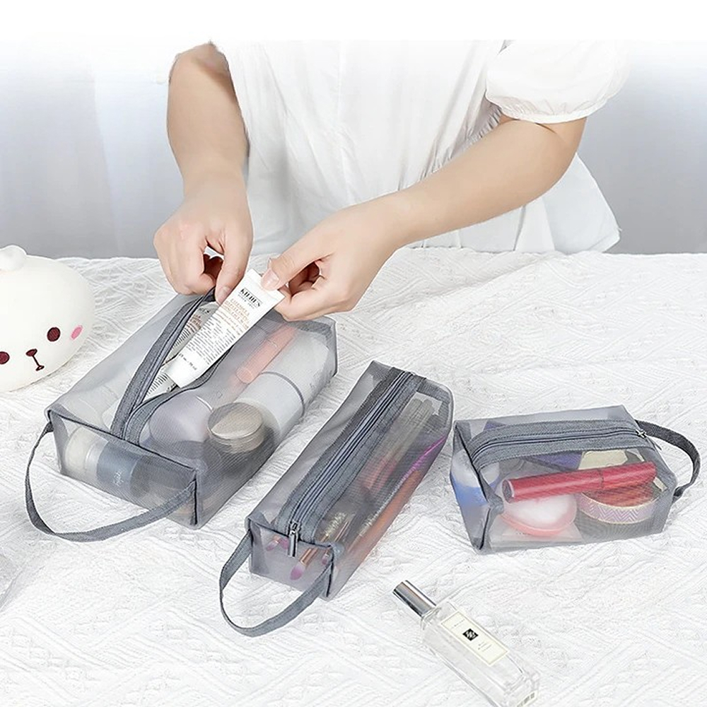 메쉬파우치 화장품 메이크업 여행용 망사파우치 A01