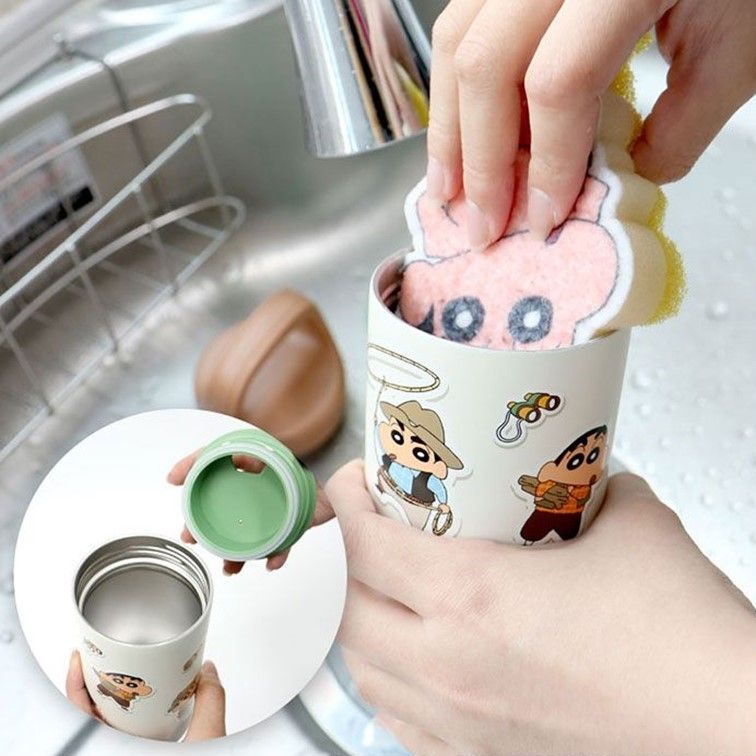 짱구 스텐 보온병 보냉병 텀블러 350ml 캐릭터 키링 - 상세 이미지 5