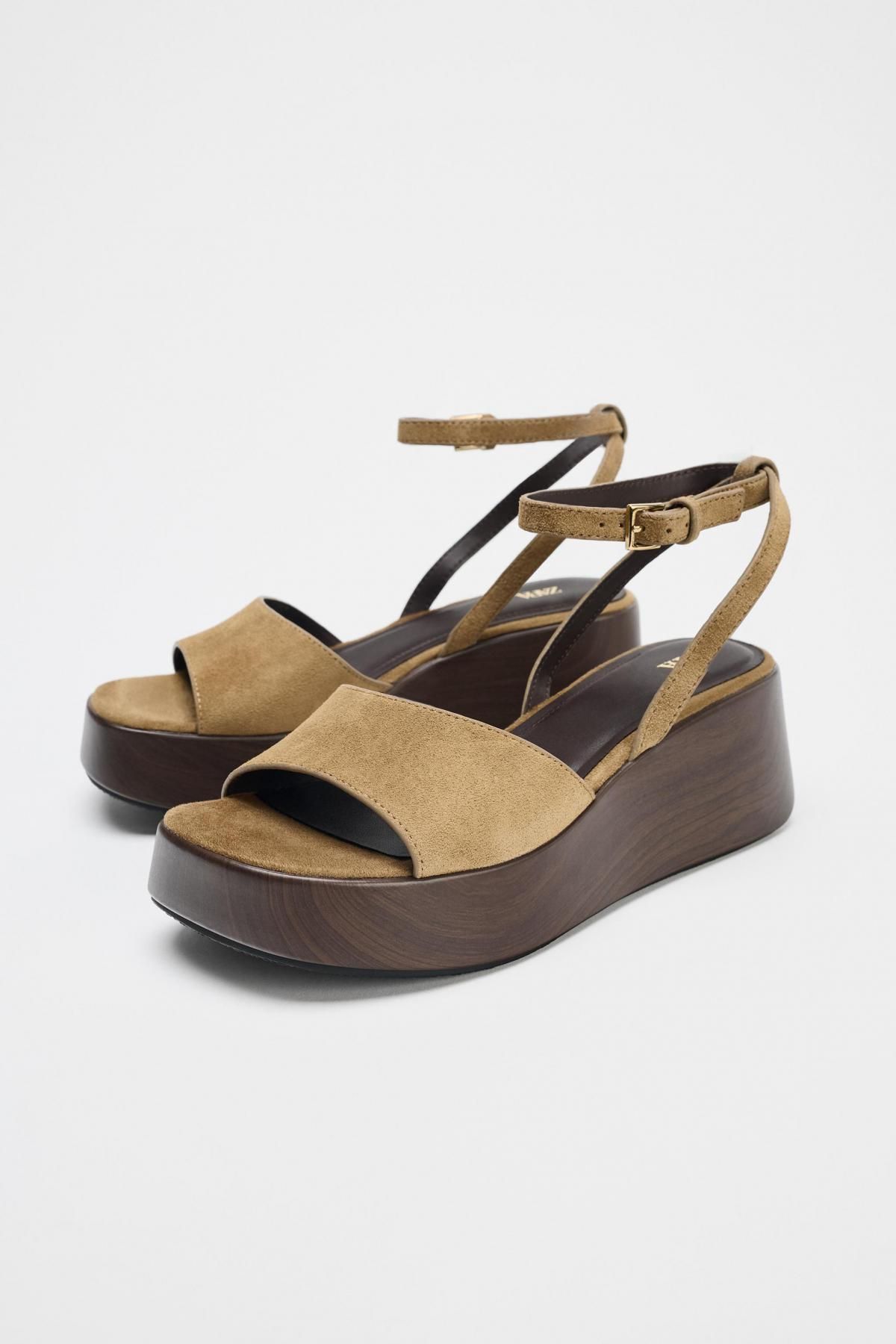 자라 스웨이드 플랫폼 스트랩 샌들 3327/610 DARK TAN - 상세 이미지 4