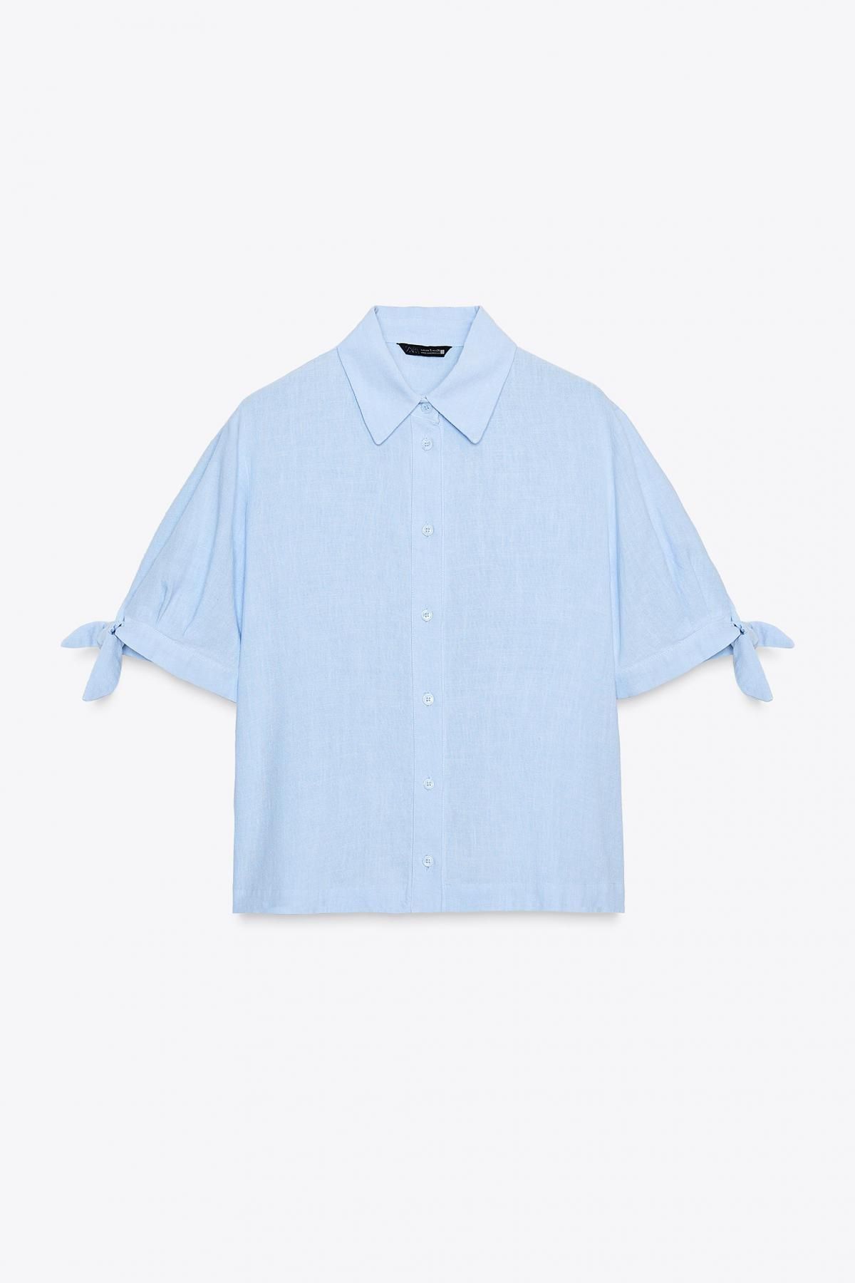 자라 라미 타이 반팔 셔츠 8206/730 LIGHT BLUE - 메인 이미지