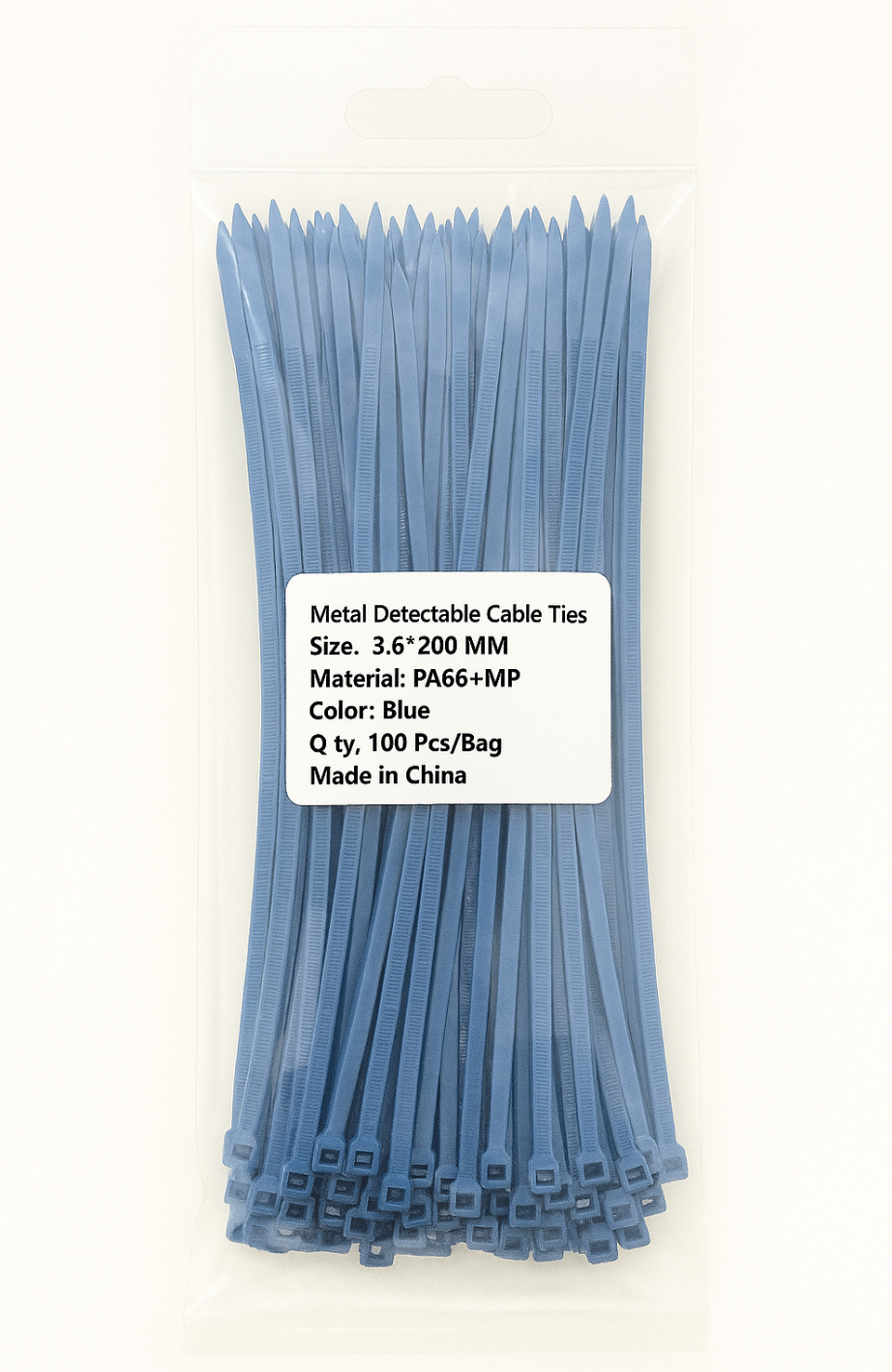 HACCP 식품공장 금속검출케이블타이 3.6X200mm 청록 PA66 (100개입) - 상세 이미지 2
