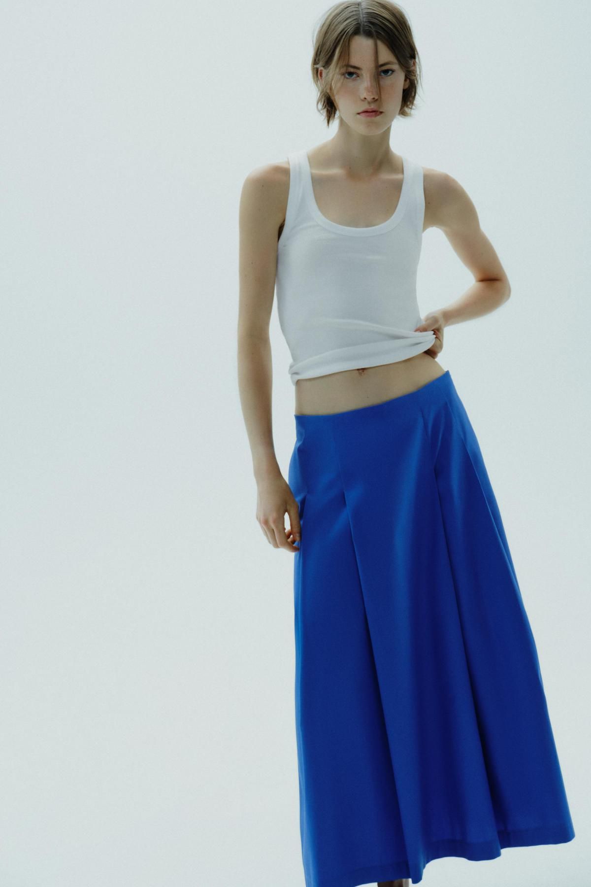 자라 블루 플리츠 미디 스커트 3729/862 CORNFLOWER BLUE - 상세 이미지 3