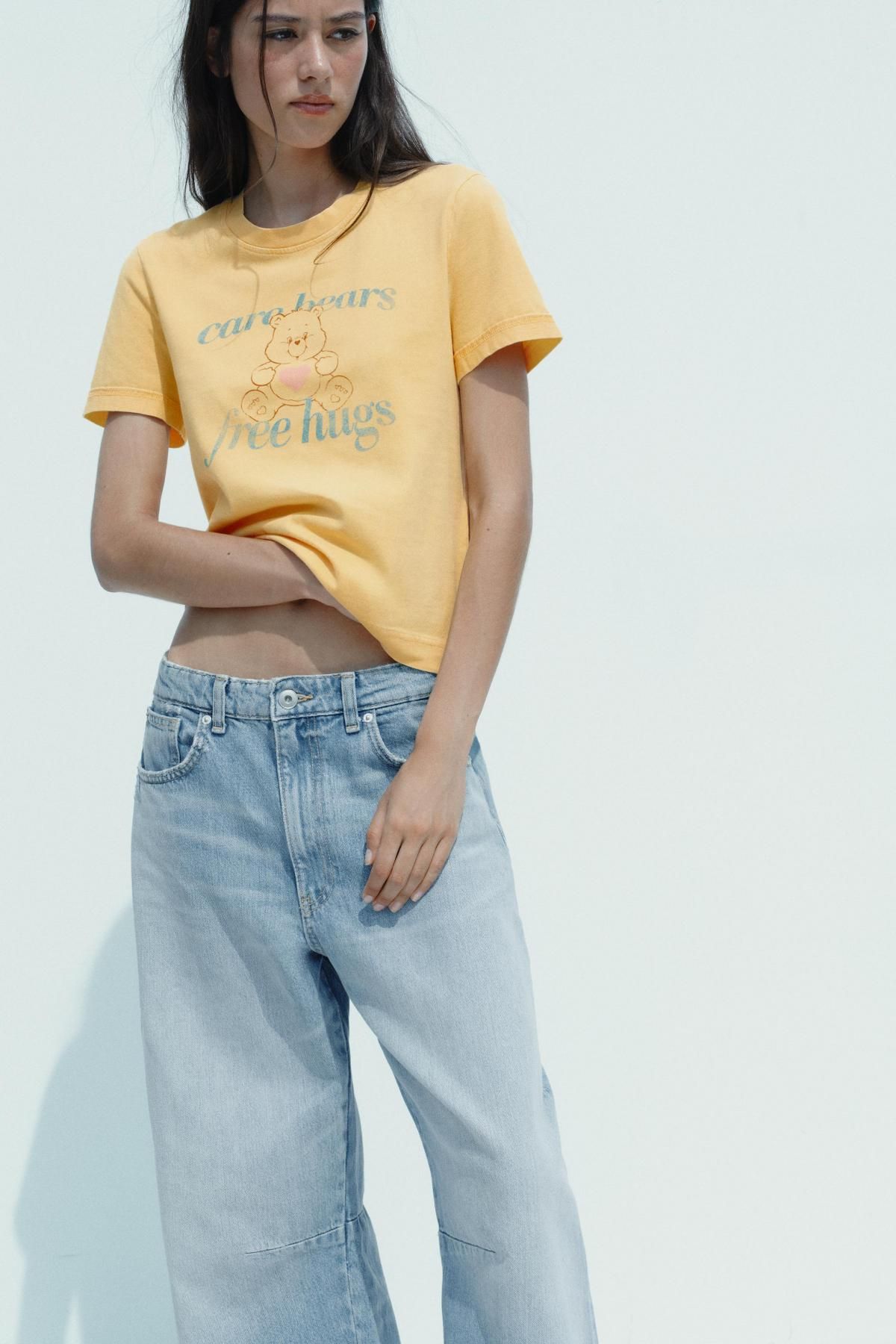 자라 케어 베어스 프린트 워시드 반팔 티셔츠 6050/001 YELLOW - 상세 이미지 4