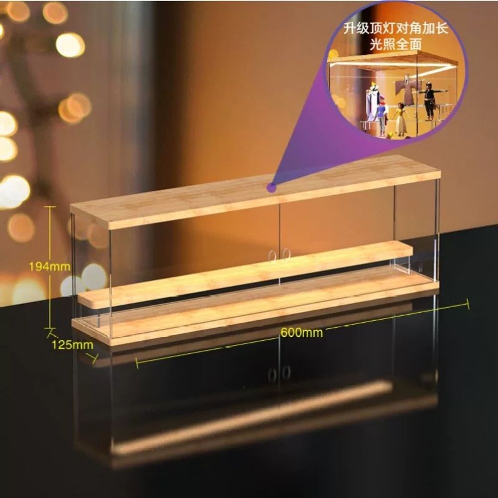 우드 아크릴 피규어 LED 홍련 대형 진열장 A. 2단 사다리형으로 최대 12개의 수납공간 - 상세 이미지 5