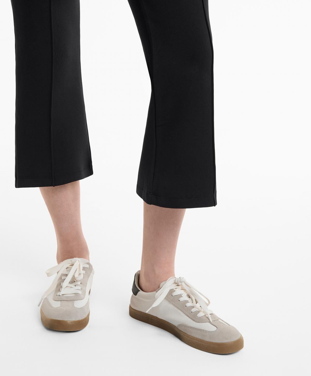 오이쇼 코튼 혼방 하이라이즈 플레어 크롭 팬츠 3377/308 BLACK - 상세 이미지 4