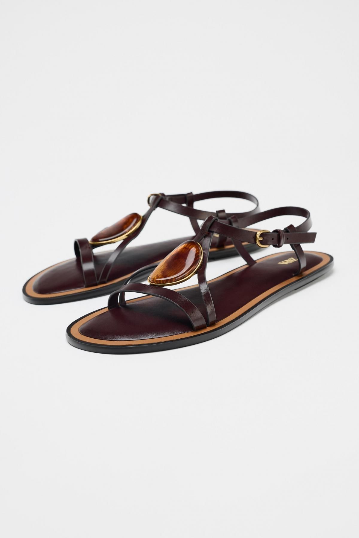 자라 메탈 디테일 스트랩 샌들 2646/610 BROWN - 상세 이미지 3