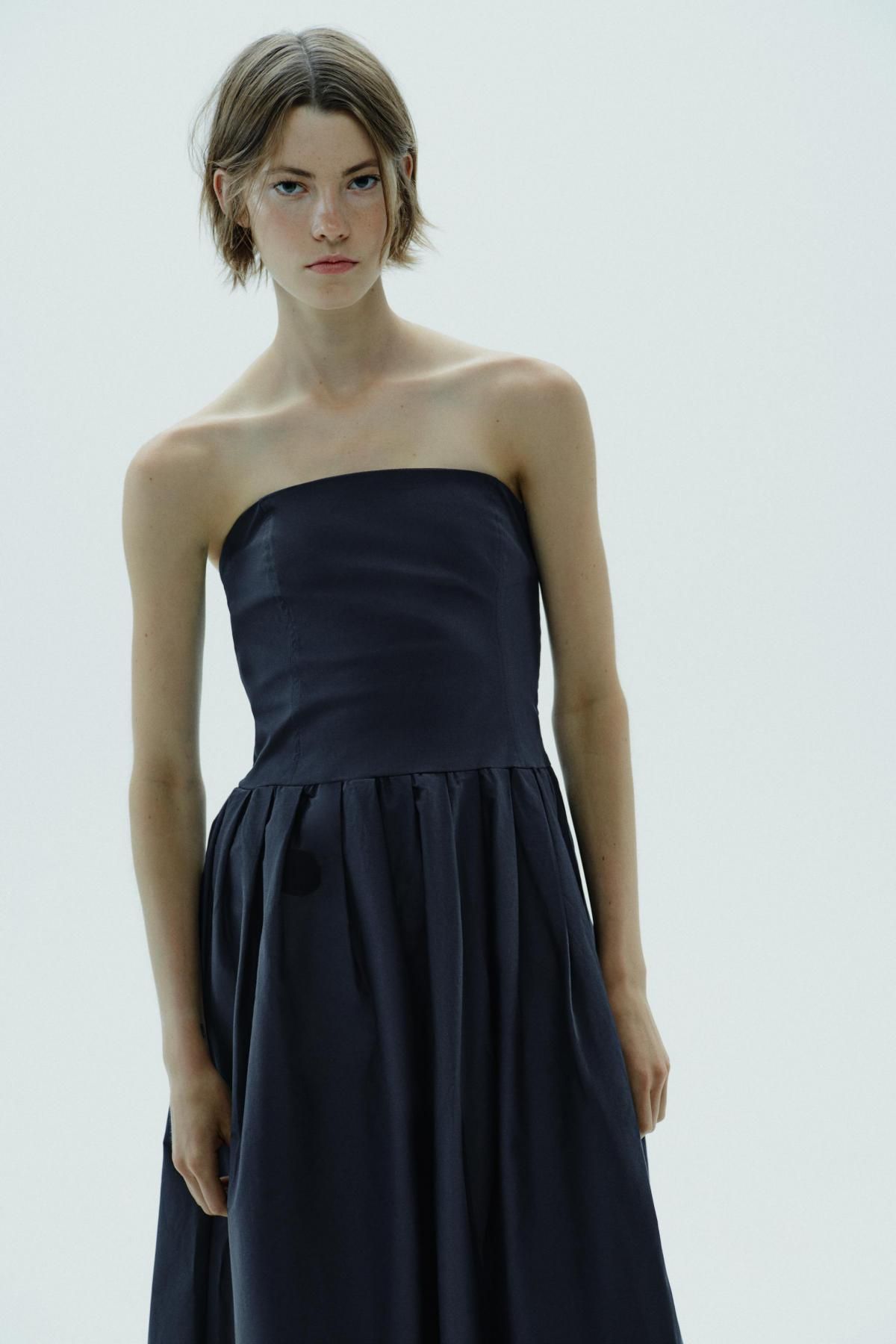 자라 포플린 오프숄더 스트랩리스 원피스 4661/219 NAVY BLUE - 상세 이미지 3