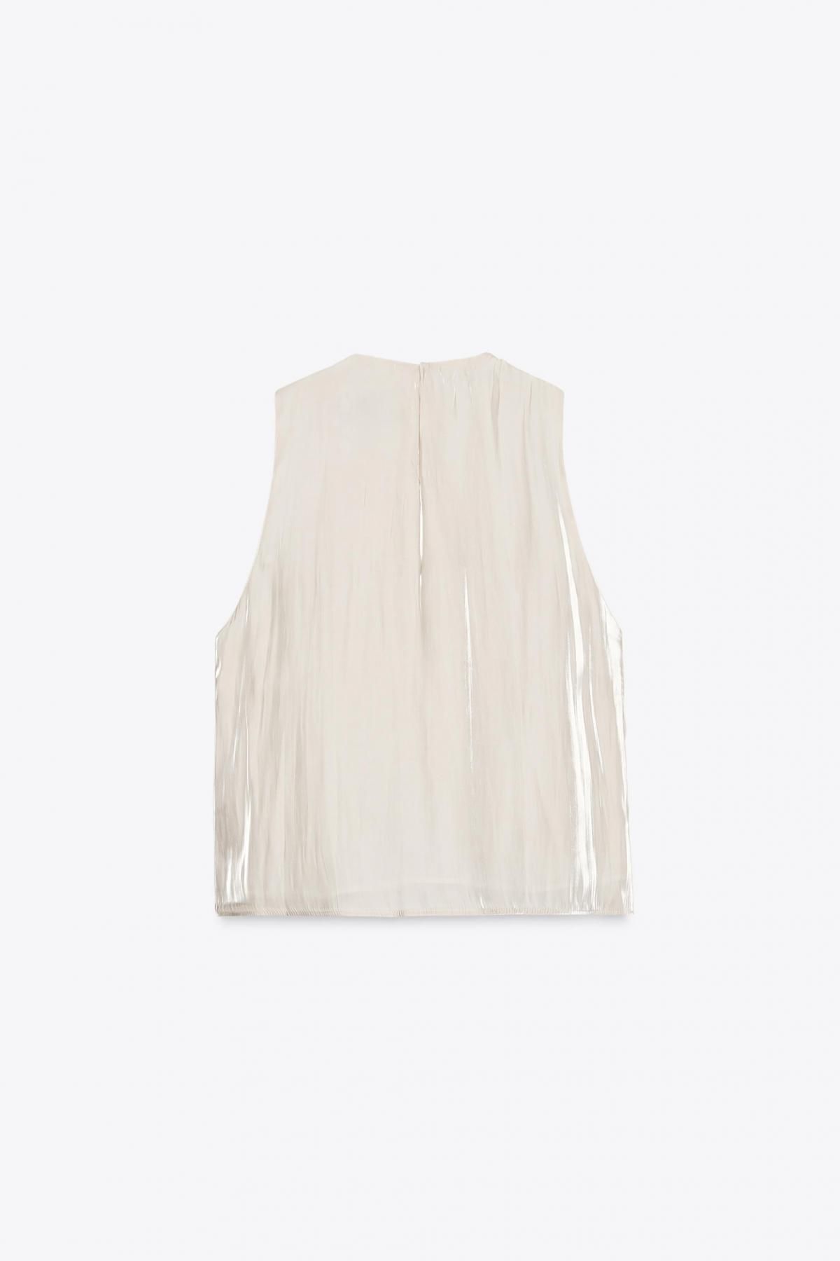 자라 샤이니 러플 민소매 탑 8312/938 PEARL / BEIGE - 상세 이미지 5
