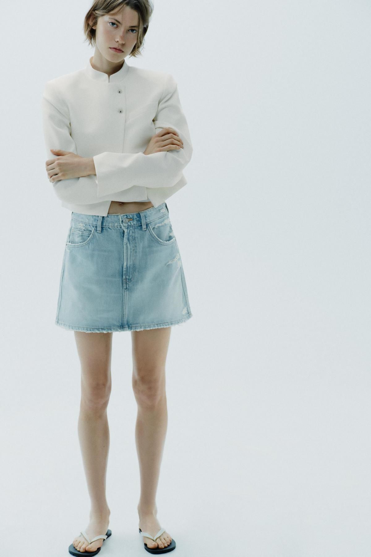자라 디스트로이드 데님 미니 스커트 4365/090 SKY BLUE - 상세 이미지 2