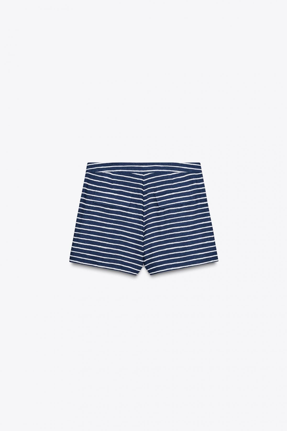 자라 스트라이프 린넨 혼방 버뮤다 반바지 8100/669 BLUE/WHITE - 상세 이미지 4