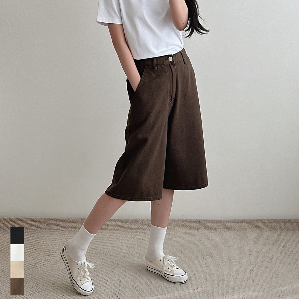 여성 반바지 버뮤다팬츠 절개 와이드 여름 하이웨스트 블랙 화이트 면 키작녀 빅사이즈